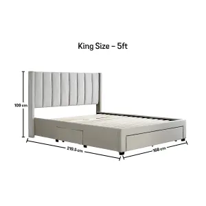 Elegance Champagne Upholstered - King Size Drawer Bed Frame Only