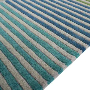 Spectrum Summer Modern Wool Striped Runner Rugs in Multi - 60x300cm