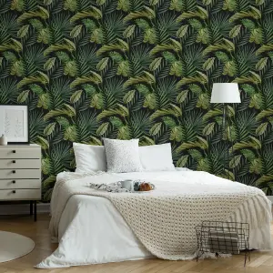 Fresco Palm house Green Smooth Wallpaper Sample