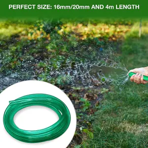 Flexible Hose 16mm Inside Diameter 20mm Outside Diameter- 4 Metres Clear PVC Food Grade GREEN  Plastic Tube Multipurpose PVC Pipe