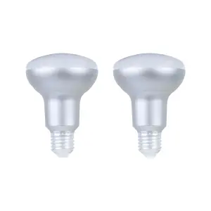 Diall 7.3W 806lm Frosted Reflector (R80) Warm white LED Light bulb, Pack of 2