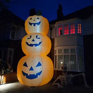 Giant: 20ft (6m) Inflatable Light up Halloween Stacked Pumpkin Decoration with 28 LEDs