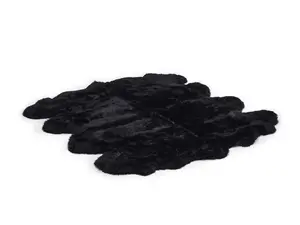 Uk Homeliving Black 8 Piece Longwool Genuine Sheepskin Rug