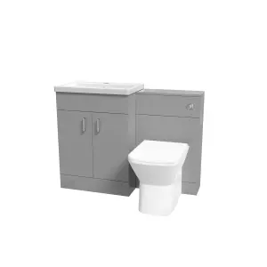 Nes Home 1100mm Freestanding Grey Basin Vanity Unit & Back To Wall Toilet