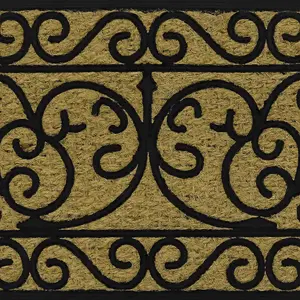 JVL Woven Coir Tuffscrape Doormat, 45x75cm, Scroll