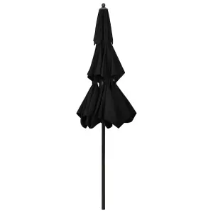 Berkfield 3-Tier Parasol with Aluminium Pole Black 2.5 m