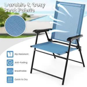 Costway Set of 4 Patio Folding Dining Chairs Outdoor Portable Sling Back Chairs