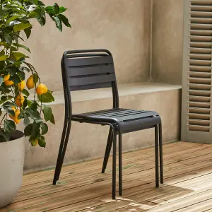 sweeek. Pair of steel garden chairs Amelia Anthracite 44x52x79 cm