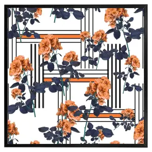 Geometric lines & flowers (Picutre Frame) / 20x20" / Black