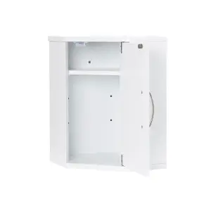 Salcombe White Wooden Bathroom Corner Cabinet, Wall-mounted Storage Cupboard