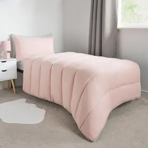 Coverless 10.5 Tog Duvet & Pillowcase, Blush/Grey - Single