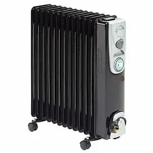 2.5KW 11 Fin Black Oil Filled Radiator with Turbo Fan & 24HR Timer