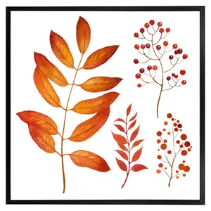 Orange autumn leaves (Picutre Frame) / 24x24" / Brown