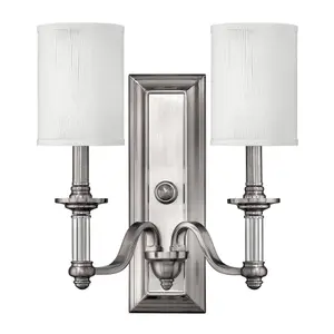 Elstead Sussex 2 Light Indoor Wall Light Brushed Nickel, E14