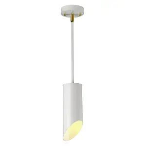 Elstead Quinto 1 Light Pendant - White Aged Brass, E27