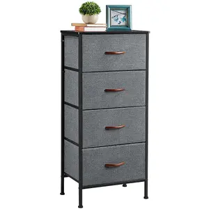 Yaheetech Fabric Chest of Drawers with 4 Drawers Dark Grey