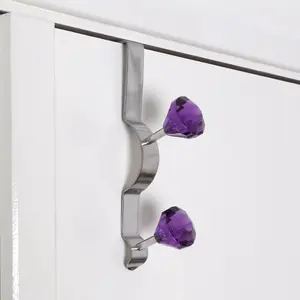 Essentials by Premier Over Door Purple Diamantes Double Hook