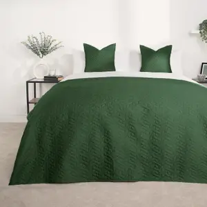 Brentfords Geo Pinsonic Blanket Throw Quilted Bedspread, Green - 200 x 240cm