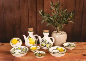 Buena Vida Hand Painted Lemon Ceramic Kitchen Dining Set of 4 Tapas Bowls (Diam) 10cm