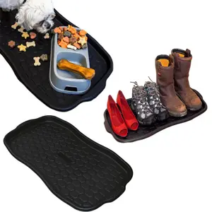 2x Non-Slip Shoe Organising Black Tray Multipurpose Tray Protects Carpets For Home & Garden