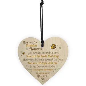 Red Ocean Mum Nan Dad Family Guardian Angel Wood Heart Sign Memorial Gift Angels For Grave Plaques