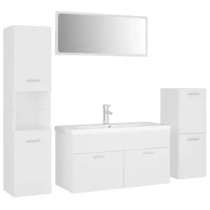 Berkfield Bathroom Furniture Set White Engineered Wood