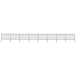 Berkfield Garden Fence with Spear Top Steel 13.6x1.2 m Black