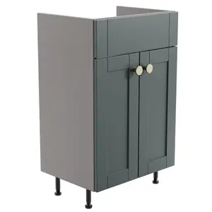 Ashford Standard Matt Kombu green Double Freestanding Bathroom Vanity unit (H) 820mm (W) 495mm