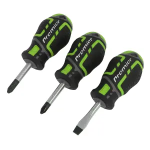 Sealey GripMAX Screwdriver Set 3 Pieces Stubby Hi Vis Chrome Vanadium AK4328HV