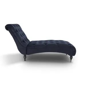 Chaise Lounge in Velvet Navy Blue