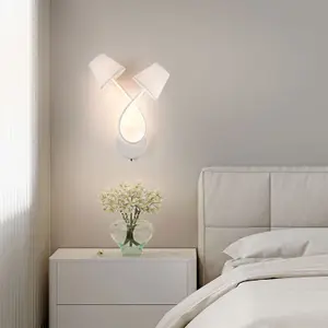 HARPER LIVING LED Wall Lights with Toggle Switch, Indoor Wall Sconce Lamp with 2 Vintage Fabric Shade, 10W 580 LM