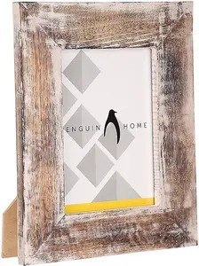 Penguin Home Handcrafted Solid Wood White Wash Effect Photo Frame