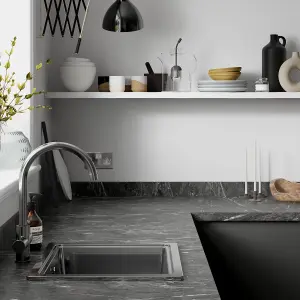 Wilsonart Marmo nero Matt Black Marble effect Laminate Kitchen Upstand (L)3000mm