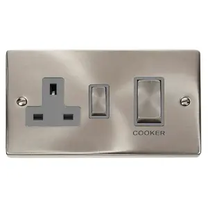 Click Scolmore Deco Cooker Switch Switched Socket 45A Satin Chrome - VPSC504GY