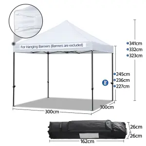 Yaheetech White 3x3m Heavy Duty Pop Up Gazebo