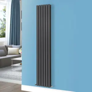 Nes Home 1800 X 360 mm Double Oval Tube Matte Black Radiator