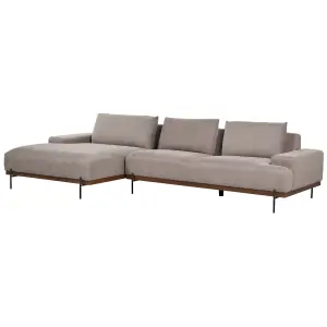 Corner Sofa MARIFERD Light Brown Fabric Right Hand