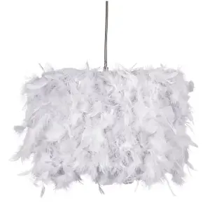 Modern Designer Real Grey Feather Drum Lamp Shade with Inner Cotton Lining