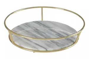 Interiors by Premier White Marble And Brass Finish Fruit Basket