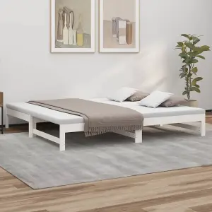 Berkfield Pull-out Day Bed White 2x(100x200) cm Solid Wood Pine