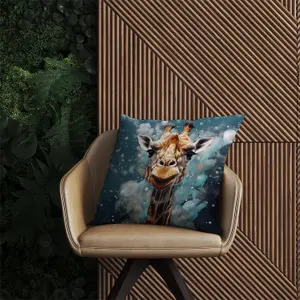 Splashart Giraffe Face Outdoor Cushion 45cm x 45cm