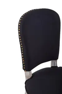 Interiors by Premier Black Dining Chair with Wooden Legs, Velvet Dining Chair, Cozy Small Accent Chair for Living Room