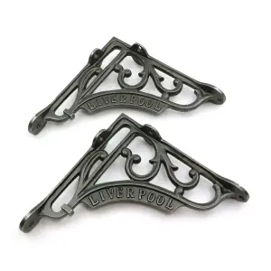 Oakcrafts - Pair of Antique Cast Iron Liverpool Shelf Brackets - 150mm x 150mm