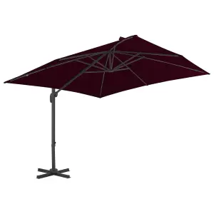 Berkfield Cantilever Umbrella with Aluminium Pole Bordeaux Red 300x300 cm