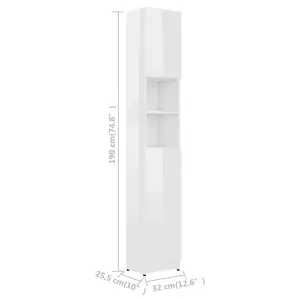 Berkfield Bathroom Cabinet High Gloss White 32x25.5x190 cm Engineered Wood