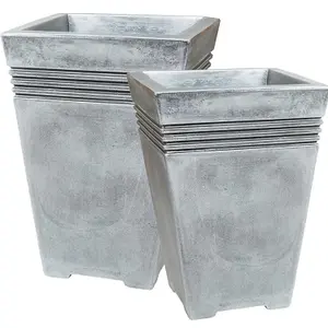 1x Home Garden Tall Grey Venice Trough Planter For Flowers & Plants