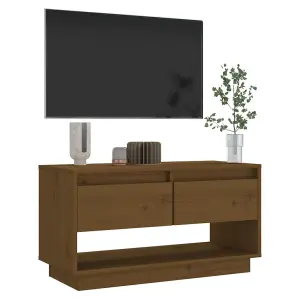 Berkfield TV Cabinet Honey Brown 74x34x40 cm Solid Wood Pine