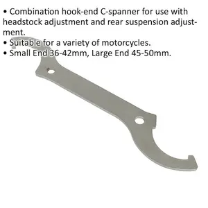 Versatile Double Ended Hook C Spanner for Headstock and Suspension Adjustments