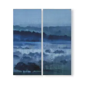 Set of 2 Hazy Fields Printed Canvas Wall Art