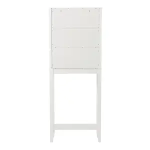 Freestanding Modern White Wooden Over-the-Toilet Bathroom Storage Cabinet H 164cm